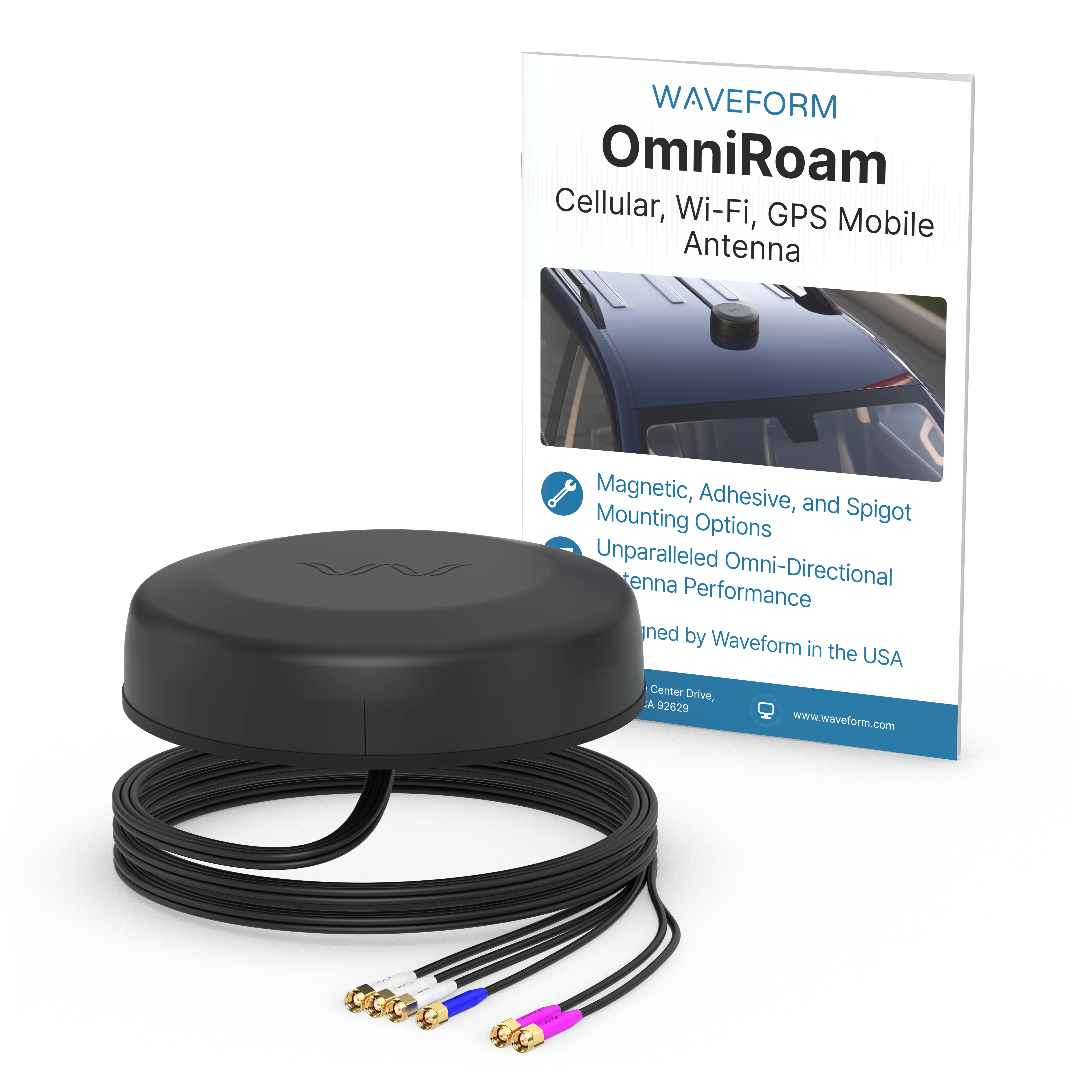 Waveform OmniRoam: 6-in-1 Low-Profile Mobile Antenna (4G/5G, WiFi & GPS)
